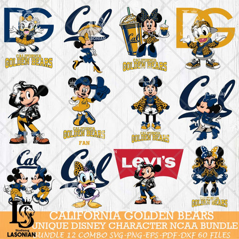California Golden Bears Disney character NCAA Bundle 12 Svg Eps Dxf Png File, Digital Download, Instant Download