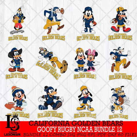 California Golden Bears Goofy Rugby Disney NCAA Bundle 12 SVG DXF EPS PNG FILE,NCAA bundle svg ,Football Digital Download,Instant Download, Silhouette