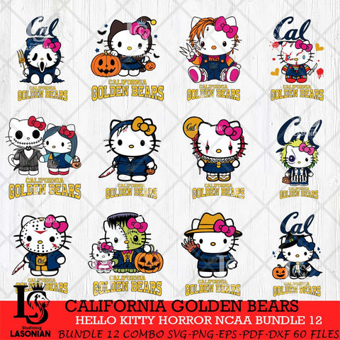 California Golden Bears Hello Kitty Horror NCAA Bundle 12 SVG Svg Eps Dxf Png File, Digital Download