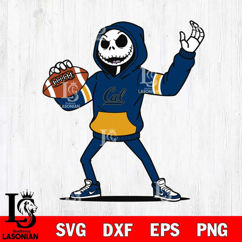 California Golden Bears Jack Skellington Football Christmas File Cut, NCAA SVG DXF EPS PNG FILE, Digital Download , Criucut , Silhouette