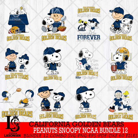 California Golden Bears Peanuts Snoopy Player NCAA Bundle 12 SVG DXF EPS PNG FILE,Snoopy File Cut, bundle NCAA Digital Download,Instant Download, Silhouette