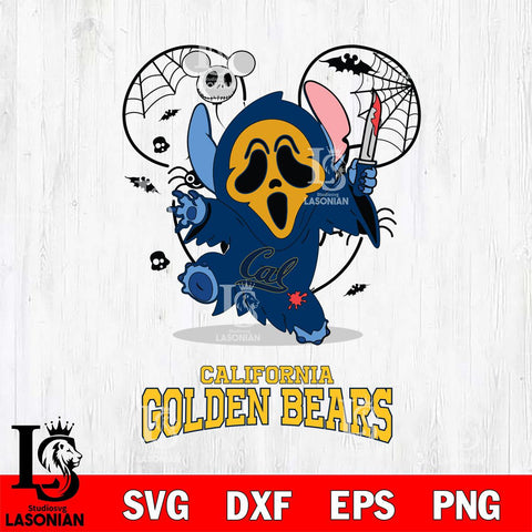 California Golden Bears Stitch Ghost Face Halloween 2 Svg Eps Dxf Png File, Digital Download, Instant Download
