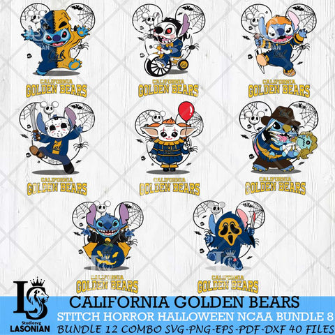 California Golden Bears Stitch Horror Halloween Bundle NCAA Svg Eps Dxf Png File, Digital Download, Instant Download