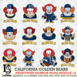 California Golden Bears  Pennywise Horror NCAA Bundle 12 SVG Svg Eps Dxf Png File, Digital Download