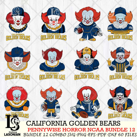California Golden Bears  Pennywise Horror NCAA Bundle 12 SVG Svg Eps Dxf Png File, Digital Download