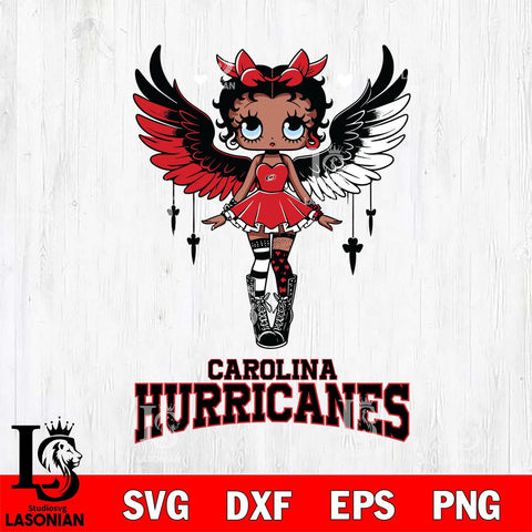 Carolina Hurricanes Anglel Black Fan Girl Betty Boop, Svg Eps Dxf Png File, Digital Download