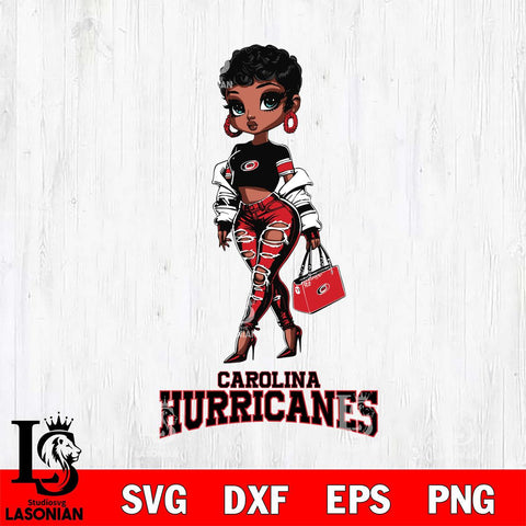 Carolina Hurricanes Beautiful Black Fan Girl, Svg Eps Dxf Png File, Digital Download