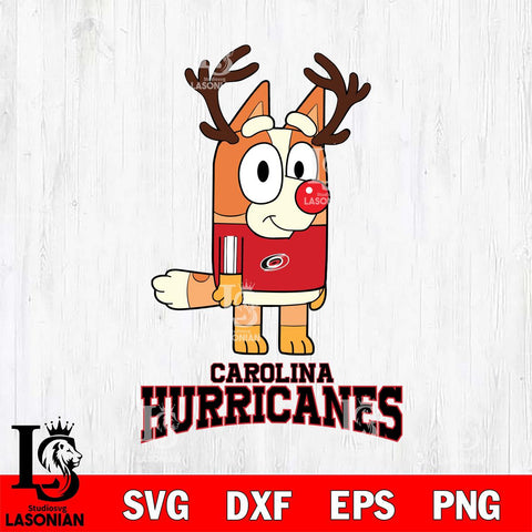 Carolina Hurricanes Bluey Chilli Christmas Deer Svg Eps Dxf Png File, Digital Download