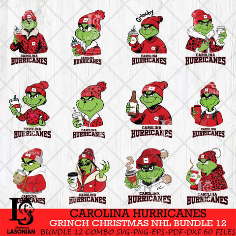 Carolina Hurricanes Grinch Christmas NHL Bundle 12 Cut Files, Cricut,Christmas Svg Dxf Eps Png file , Digital Download