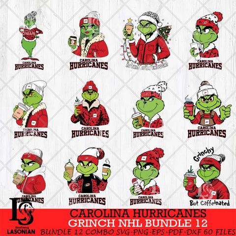 Carolina Hurricanes Grinch NHL Bundle 12 SVG Eps Dxf Png File, Digital Download, Instant Download