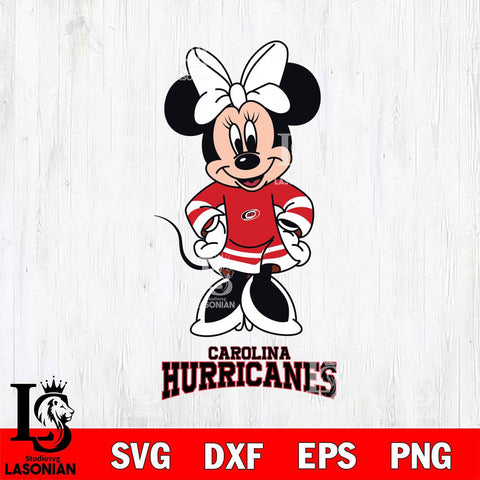 Carolina Hurricanes Minnie Mouse NHL Hockey SVG DXF EPS PNG FILE,NHL File Cut,Disney Digital Download,Instant Download, Silhouette