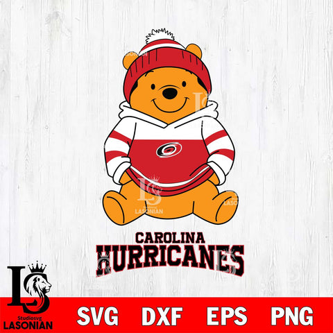 Carolina Hurricanes Winnie The Pooh Hockey SVG DXF EPS PNG FILE,NHL File Cut,Disney Digital Download,Instant Download, Silhouette