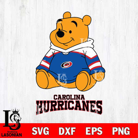 Carolina Hurricanes Winnie The Pooh NHL Hockey SVG DXF EPS PNG FILE,NHL File Cut,Disney Digital Download,Instant Download, Silhouette