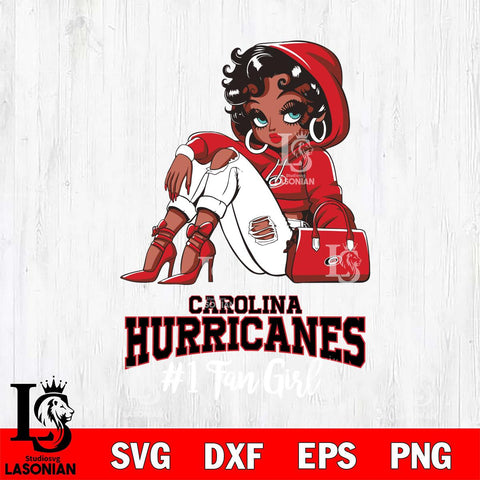 Carolina Hurricanes #1 beauty Black Fan Girl, Svg Eps Dxf Png File, Digital Download
