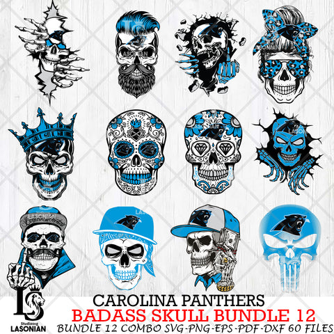 Carolina Panthers Badass Skull Bundle SVG