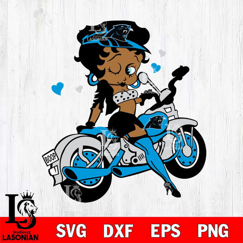 Carolina Panthers Betty Boop And Badass Motor SVG Svg Eps Dxf Png File, Digital Download, Instant Download