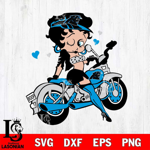 Carolina Panthers Betty Boop And Badass Motor Svg Eps Dxf Png File, Digital Download, Instant Download