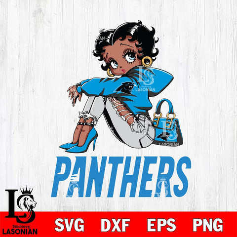 Carolina Panthers Betty Boop Black Fan Girl Svg Eps Dxf Png File, Digital Download, Instant Download