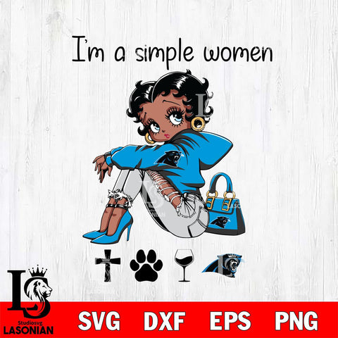 Carolina Panthers Betty Boop Black Fan I Am Simple Women Svg Eps Dxf Png File, Digital Download