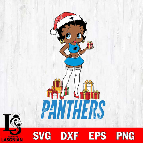Carolina Panthers Betty Boop Christmas Gift File Cut, NFL SVG DXF EPS PNG PDF File, Digital Download , Criucut , Silhouette