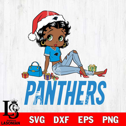 Carolina Panthers Betty Boop Christmas Packing File Cut, NFL SVG DXF EPS PNG PDF File, Digital Download , Criucut , Silhouette