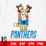 Carolina Panthers Bluey Chilli Christmas Deer Svg Eps Dxf Png File, Digital Download