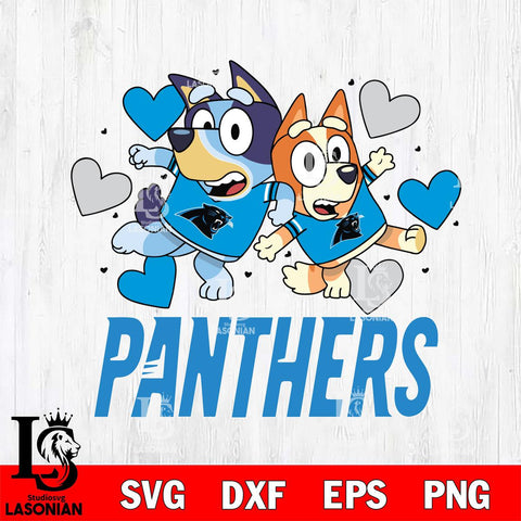 Carolina Panthers Bluey Chilli Heart NFL Svg Eps Dxf Png File, Digital Download, Instant Download