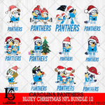 Carolina Panthers Bluey Christmas NFL Bundle 12 Svg Eps Dxf Png File,Cut Svg Files, Digital File, Sublimation