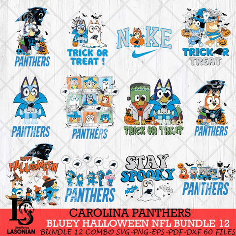 Carolina Panthers Bluey Halloween 12 SVG Svg Eps Dxf Png File, Digital Download, Instant Download