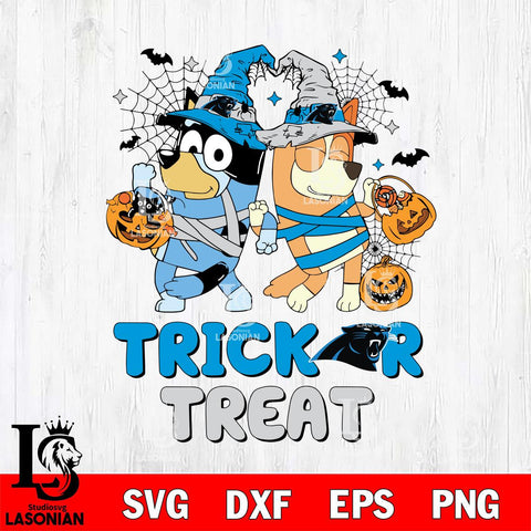 Carolina Panthers Bluey Trick or Treat Halloween 2 Svg Eps Dxf Png File, Digital Download, Instant Download