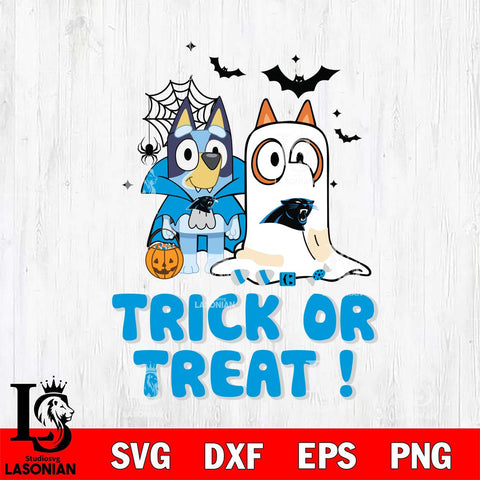 Carolina Panthers Bluey Trick or Treat Halloween Svg Eps Dxf Png File, Digital Download, Instant Download