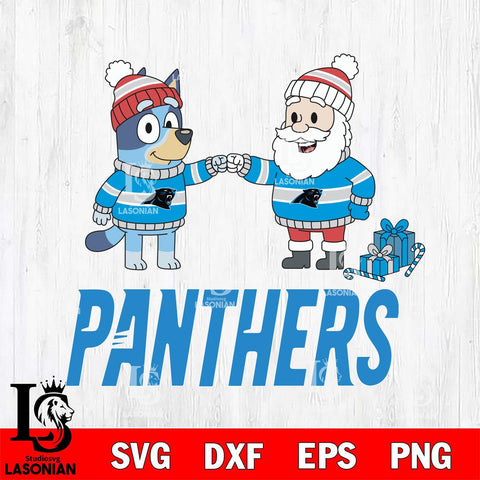 Carolina Panthers Bluey With Satan Christmas Cricut,Christmas SVG DXF EPS PNG FILE, Digital Download,Instant Download, Silhouette