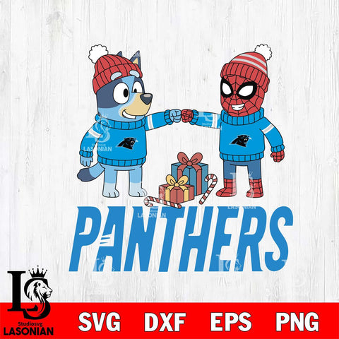 Carolina Panthers Bluey With Spider man Christmas Cricut,Christmas SVG DXF EPS PNG FILE, Digital Download,Instant Download, Silhouette