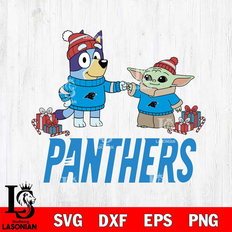 Carolina Panthers Bluey With Yoda Christmas Cricut,Christmas SVG DXF EPS PNG FILE, Digital Download,Instant Download, Silhouette