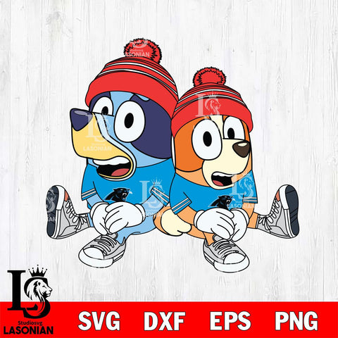 Carolina Panthers Bluey & Bingo Christmas Svg Eps Dxf Png File, Digital Download, Instant Download