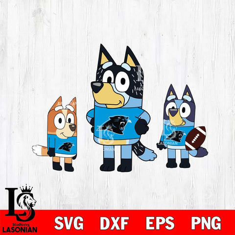 Carolina Panthers Bluey svg , Bluey family NFL Svg Eps Dxf Png File, Digital Download, Instant Download