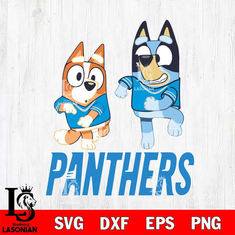 Carolina Panthers Bluey with Chilli Dance Svg Eps Dxf Png File, Digital Download, Instant Download