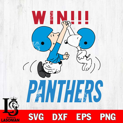 Carolina Panthers Charlie Brown and Snoopy Win Svg Eps Dxf Png File, NFL svg , Digital Download , Instant Download, Cricut File