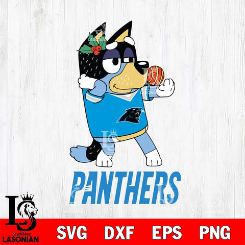 Carolina Panthers Christmas Bluey Bandit Heeler Svg Eps Dxf Png File,Cut Svg Files, Digital File, Sublimation