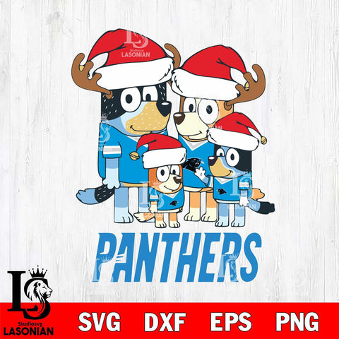 Carolina Panthers Christmas Bluey Santa Family Svg Eps Dxf Png File,Cut Svg Files, Digital File, Sublimation