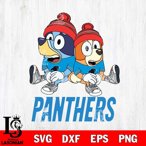 Carolina Panthers Christmas Bluey & Bingo Sit Svg Eps Dxf Png File,Cut Svg Files, Digital File, Sublimation