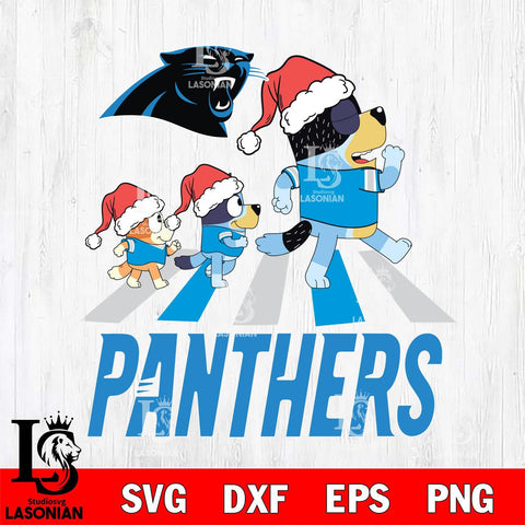 Carolina Panthers Christmas Family Bluey Walking Svg Eps Dxf Png File,Cut Svg Files, Digital File, Sublimation
