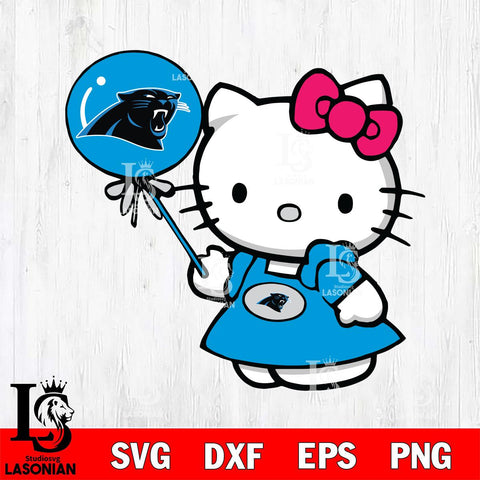 Carolina Panthers Cute Hello Kitty 2 Svg Eps Dxf Png File, Digital Download, Instant Download
