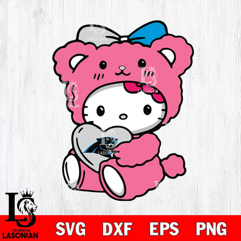 Carolina Panthers Cute Hello Kitty 3 Svg Eps Dxf Png File, Digital Download, Instant Download