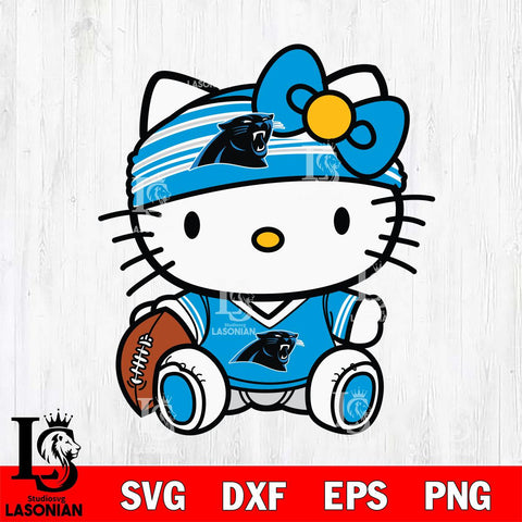 Carolina Panthers Cute Hello Kitty Football 12 Svg Eps Dxf Png File, NFL svg, Digital Download, Instant Download