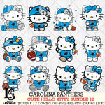Carolina Panthers Cute Hello Kitty NFL Bundle 12 SVG Svg Eps Dxf Png File, NFL svg, Digital Download, Instant Download