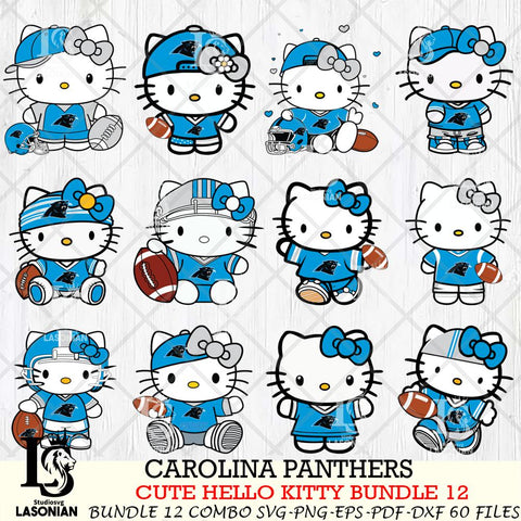 Carolina Panthers Cute Hello Kitty NFL Bundle 12 SVG Svg Eps Dxf Png File, NFL svg, Digital Download, Instant Download