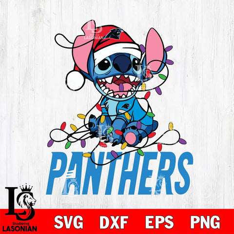 Carolina Panthers Cute Stitch Christmas Svg