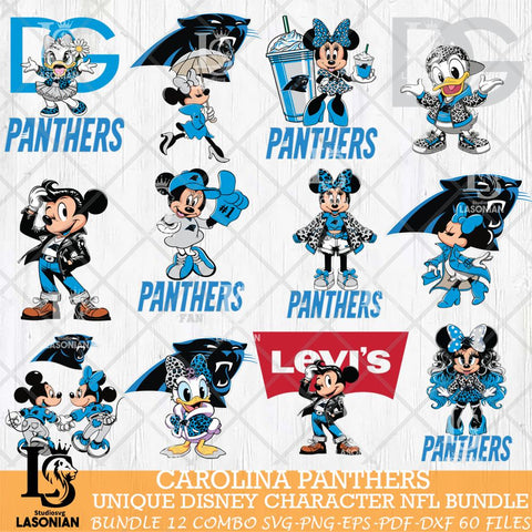 Carolina Panthers Disney Characters NFL Bundle 12 Svg Eps Dxf Png File, Digital Download, Instant Download