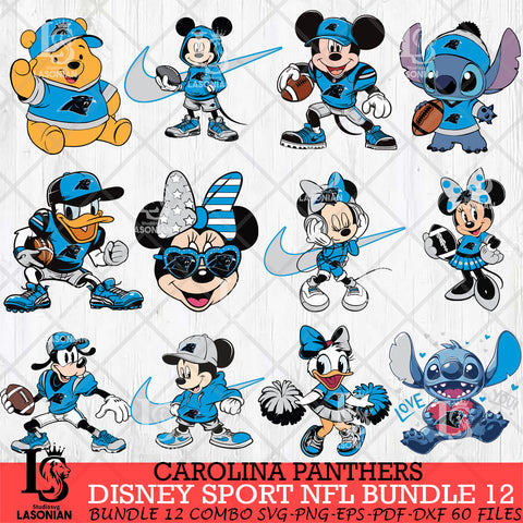 Carolina Panthers Disney NFL Bundle 12 Svg Eps Dxf Png File, Digital Download, Instant Download
